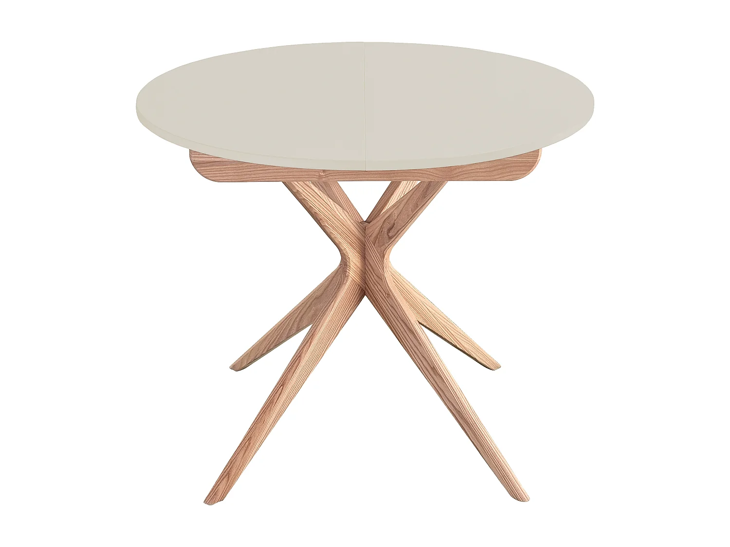 Runder ausziehbarer esstisch 90cm Jubi Perlweiß | Eschenbein