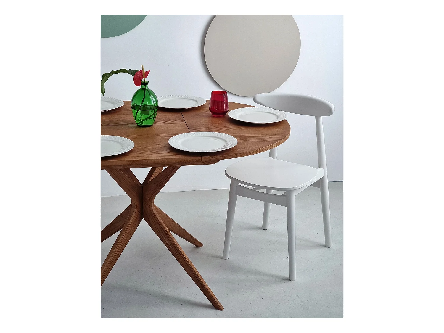 Table à manger ronde extensible 90cm Jubi Noyer