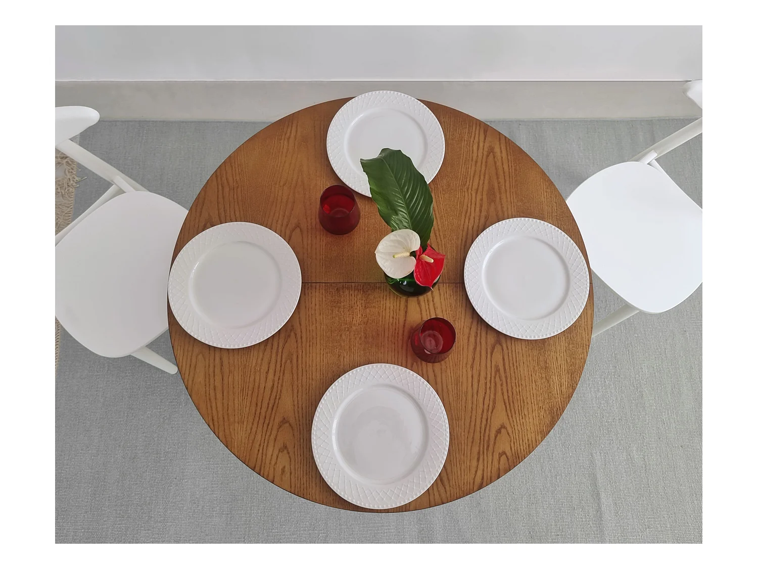 Table à manger ronde extensible 90cm Jubi Noir