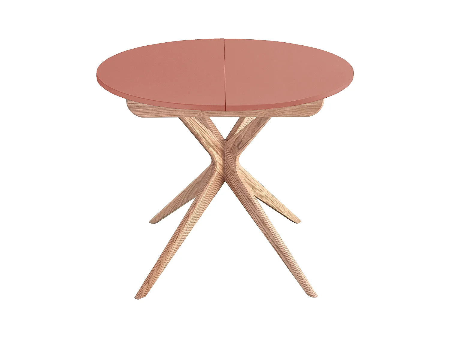 Table à manger ronde extensible 90cm Jubi Rose Antique | Pied en frêne