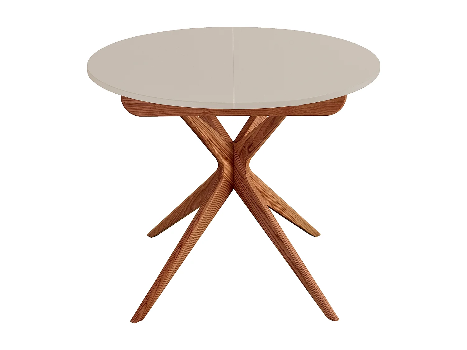 Runder ausziehbarer esstisch 90cm Jubi Braun Beige | Eschenbein in Eichenoptik