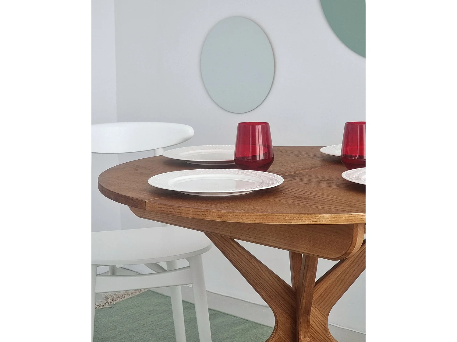 Table à manger ronde extensible 90cm Jubi Chêne