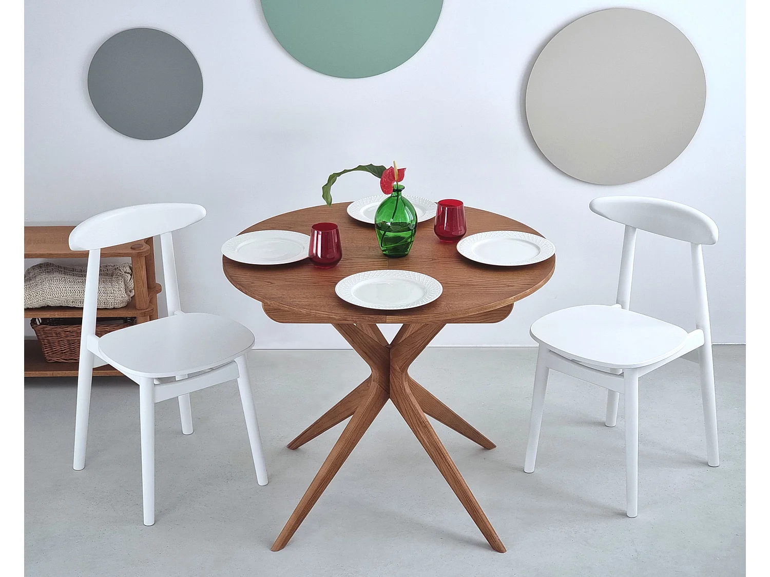 Table à manger ronde extensible 90cm Jubi Chêne