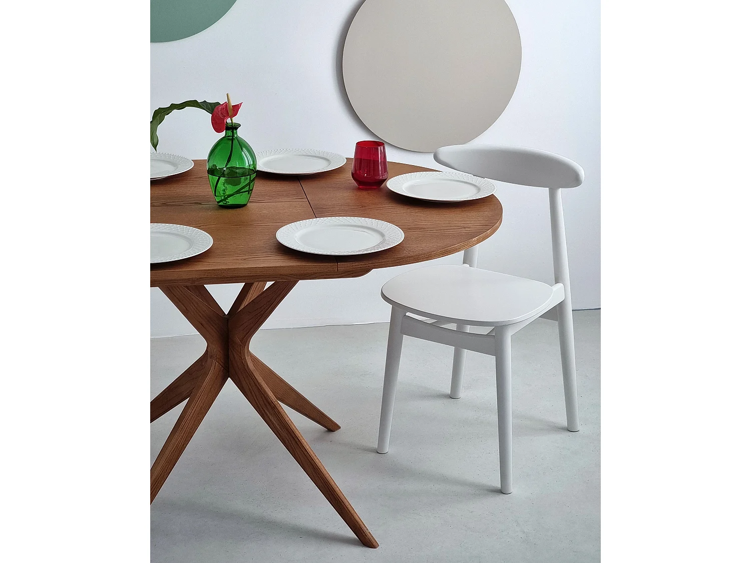 Table à manger ronde extensible 90cm Jubi Chêne