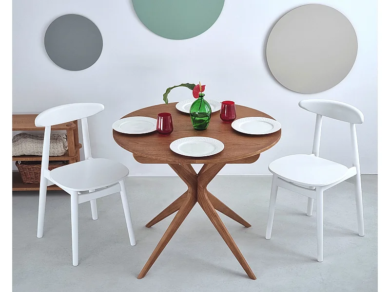 Table à manger ronde extensible 90cm Jubi Chêne