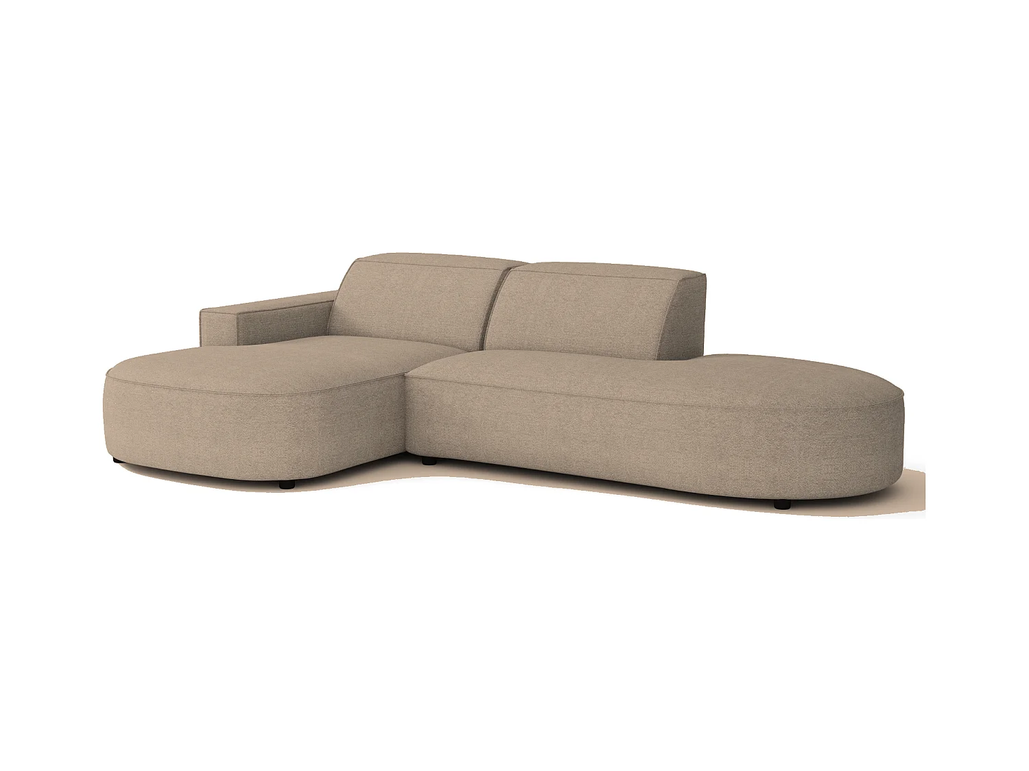 Canapé d’angle modulable  CURSAL G – angle gauche, 284×166×70 cm, beige Raven 30 méridiennes arrondies, autoportant