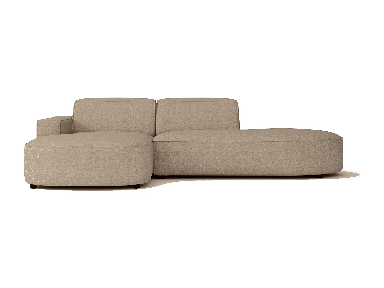 Canapé d’angle modulable  CURSAL G – angle gauche, 284×166×70 cm, beige Raven 30 méridiennes arrondies, autoportant