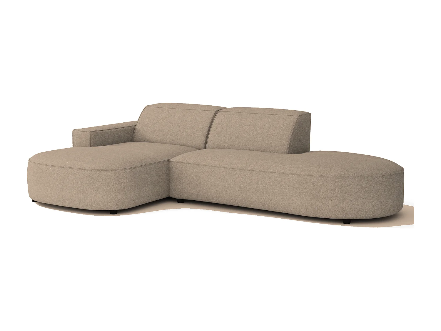 Canapé d’angle modulable  CURSAL G – angle gauche, 284×166×70 cm, beige Raven 30 méridiennes arrondies, autoportant