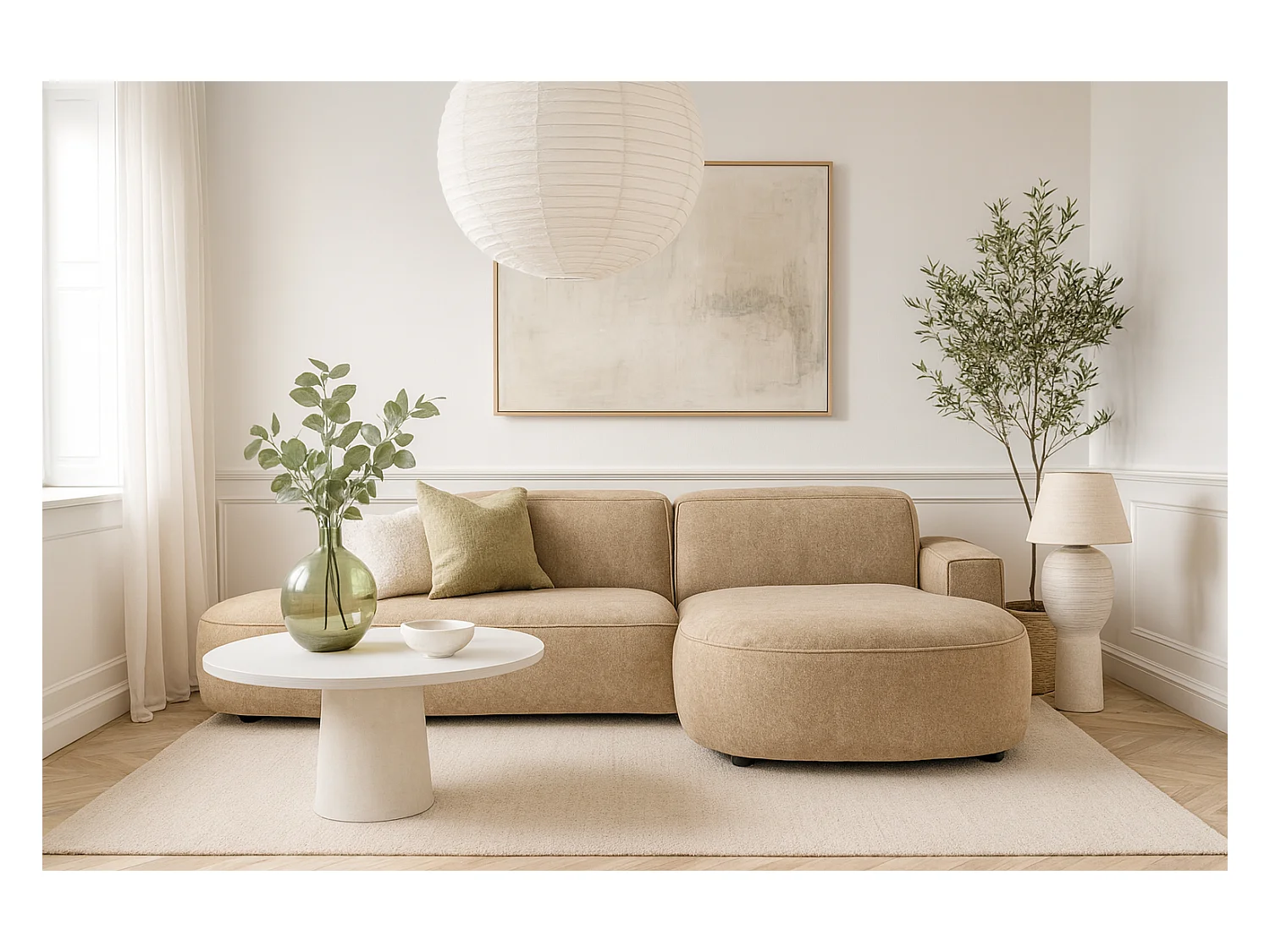 Canapé d’angle modulable  CURSAL G –  angle droit, 284×166×70 cm, marron clair Raven 34 méridiennes arrondies, autoportant