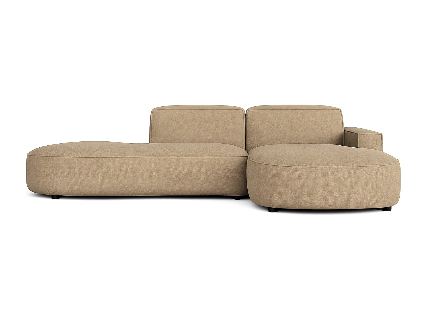 Canapé d’angle modulable  CURSAL G –  angle droit, 284×166×70 cm, marron clair Raven 34 méridiennes arrondies, autoportant