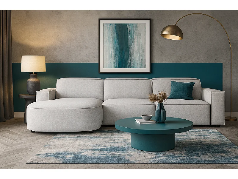 Modulaire hoekbank Cursal B links – 282 × 166 cm, lichtgrijs Raven 6, modern design