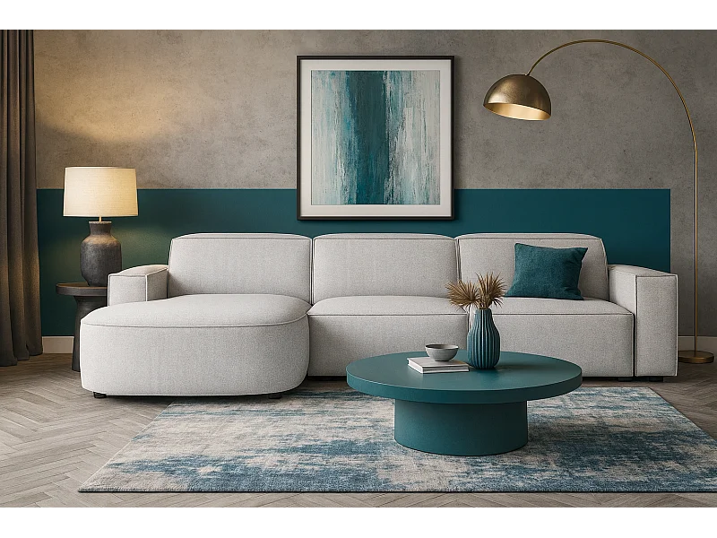 Canapé d’angle modulaire Cursal B gauche – 282 × 166 cm, gris clair Raven 6, design moderne