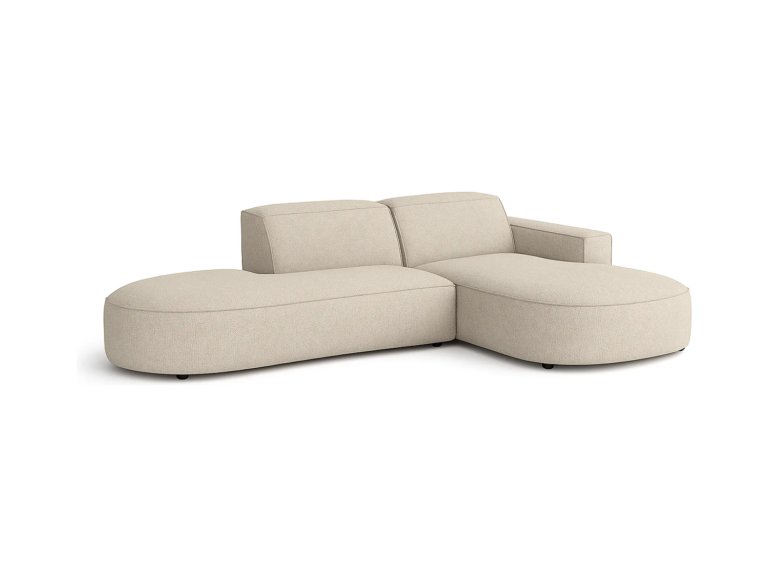 Canapé d’angle modulable  CURSAL G –  angle droit, 284×166×70 cm, crème Raven 24 méridiennes arrondies, autoportant