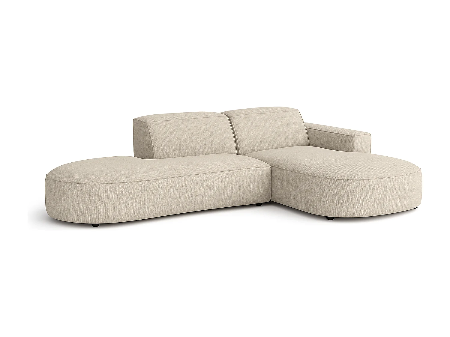 Canapé d’angle modulable  CURSAL G –  angle droit, 284×166×70 cm, crème Raven 24 méridiennes arrondies, autoportant