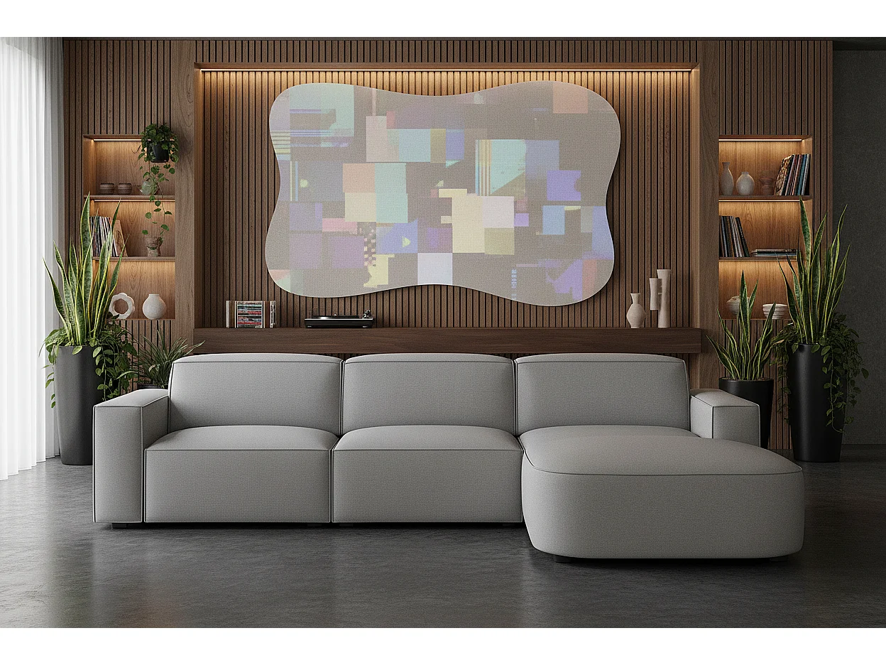 Canapé d’angle modulaire Cursal B droit – 282 × 166 cm, gris  Raven 7, design moderne