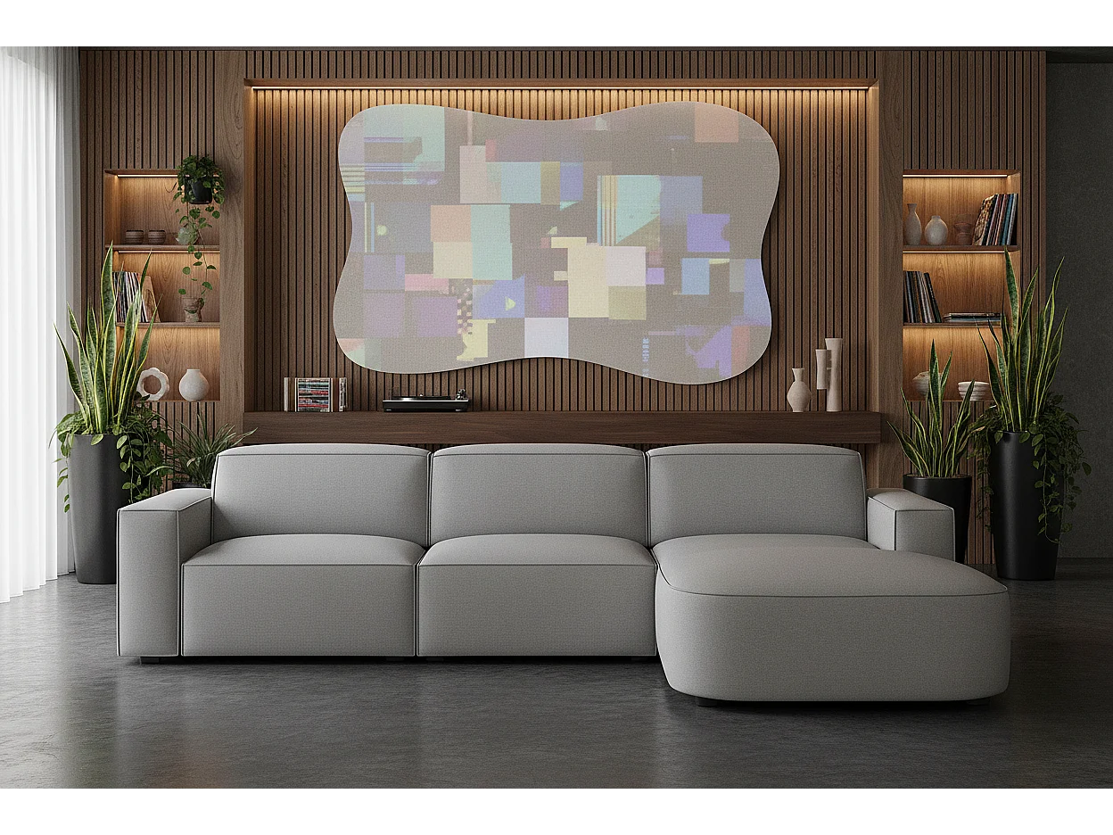 Canapé d’angle modulaire Cursal B droit – 282 × 166 cm, gris  Raven 7, design moderne