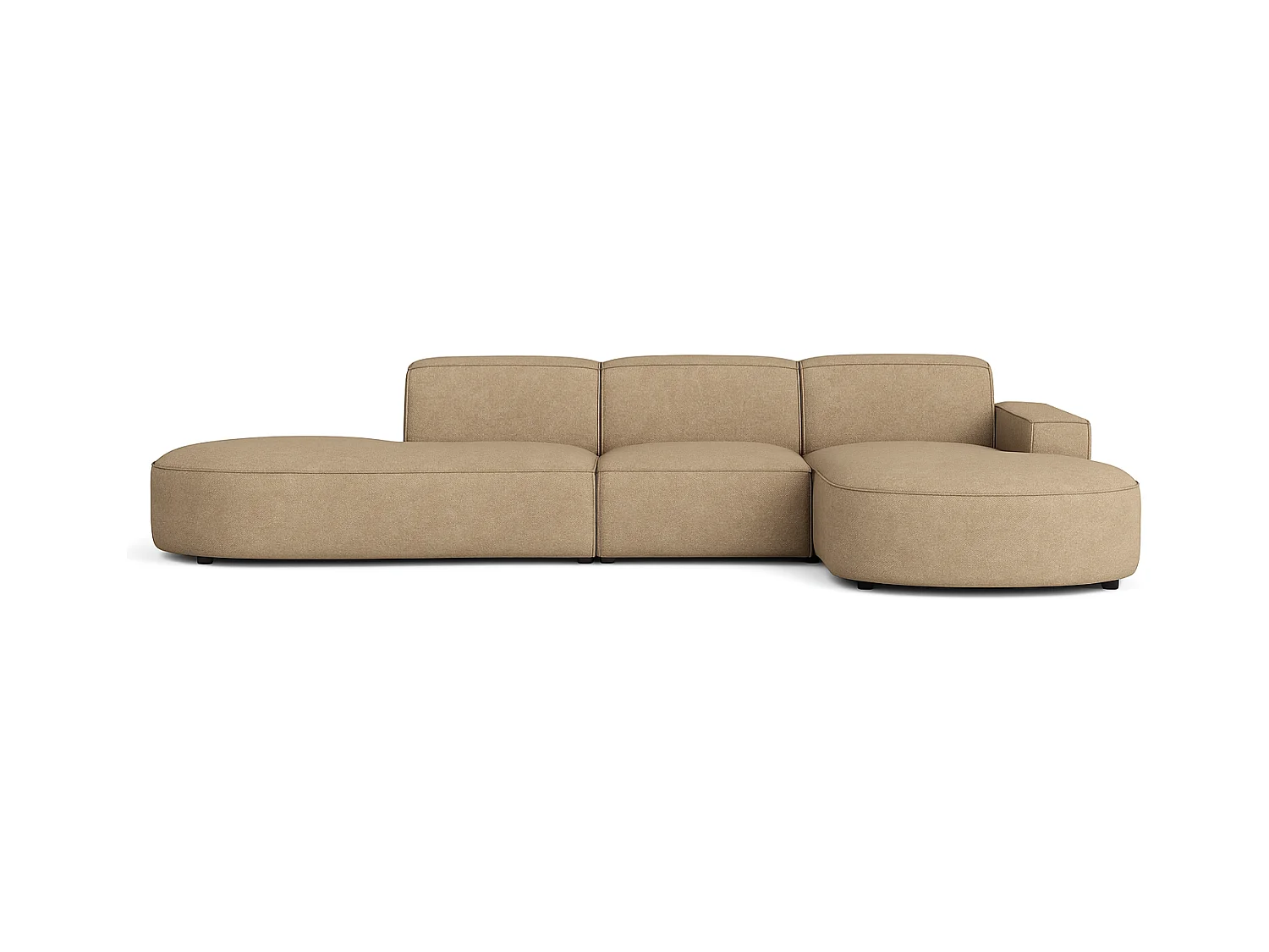 Canapé d’angle modulable CURSAL F – angle droit,, 364×166×70 cm, marron clair Raven 34, méridiennes arrondies, autoportant