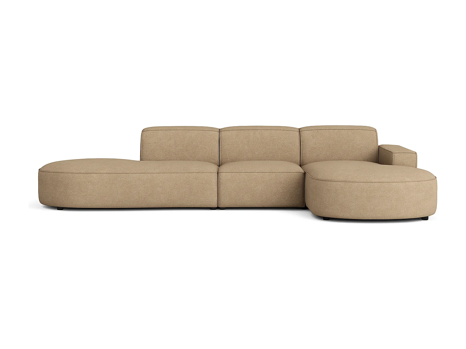 Canapé d’angle modulable CURSAL F – angle droit,, 364×166×70 cm, marron clair Raven 34, méridiennes arrondies, autoportant