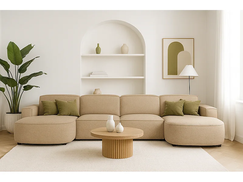 Modulaire hoekbank Cursal E – 364 x 166 cm, hellbraun Raven 34 , modern design