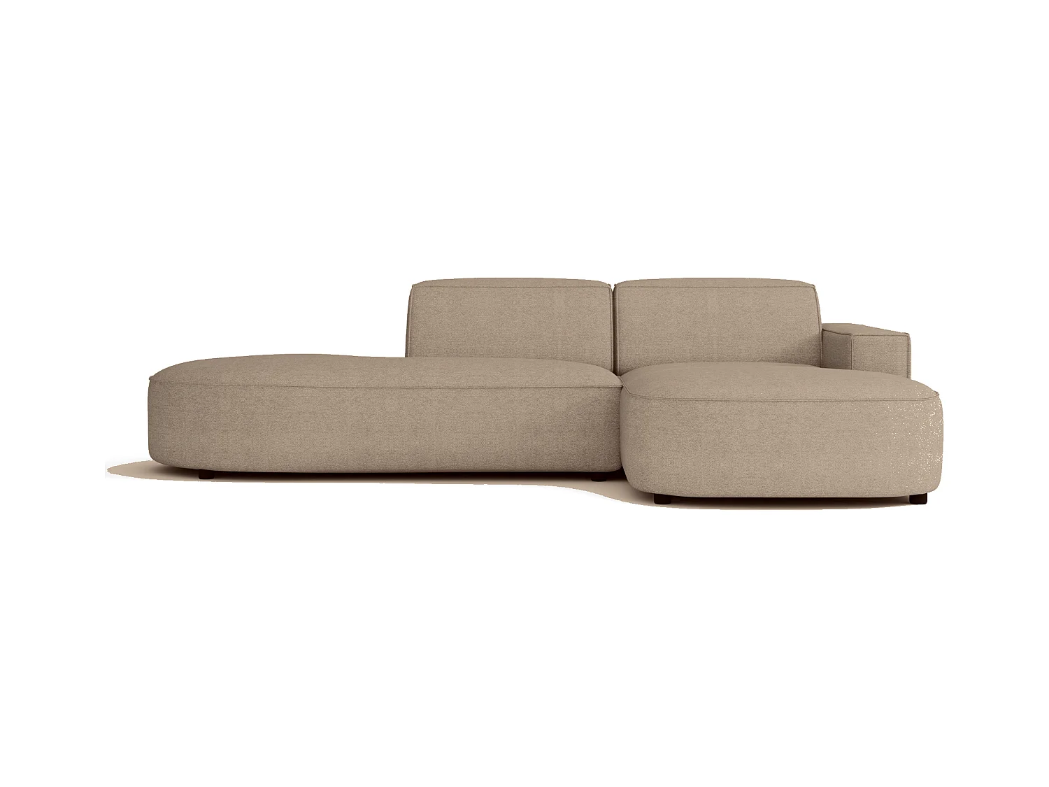 Canapé d’angle modulable  CURSAL G –  angle droit, 284×166×70 cm, beige Raven 30 méridiennes arrondies, autoportant