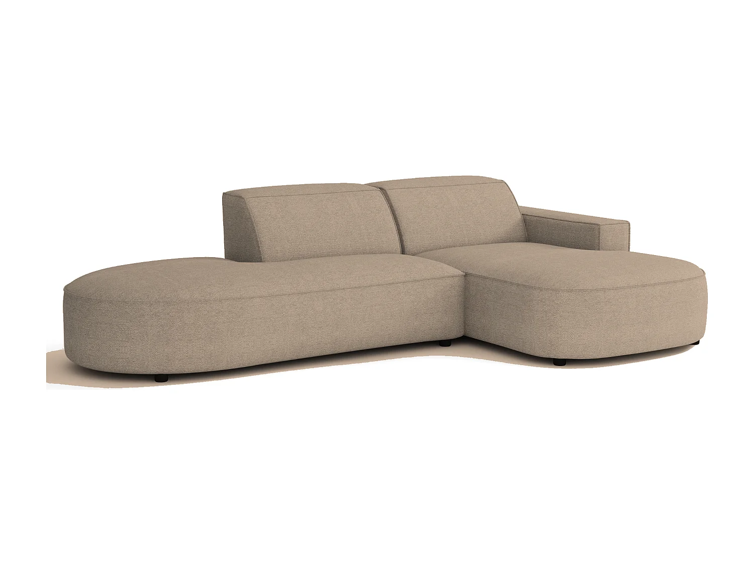 Canapé d’angle modulable  CURSAL G –  angle droit, 284×166×70 cm, beige Raven 30 méridiennes arrondies, autoportant