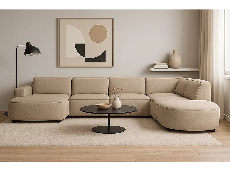 Modulaire hoekbank CURSAL H – links,  beige Raven 30, 364×166/284×70 cm