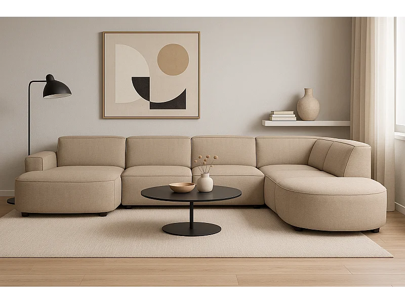 Modulares Ecksofa CURSAL H links,  beige Raven 30 – 364×166/284×70 cm