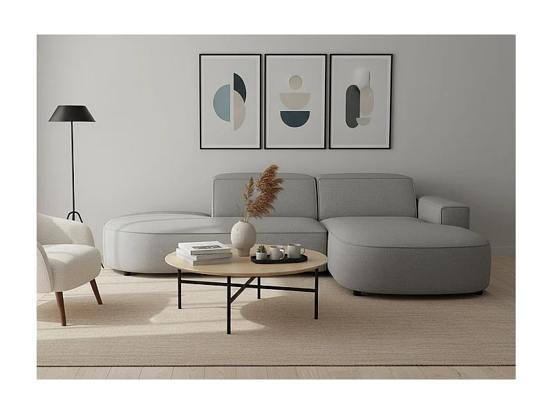 Narożnik modułowy CURSAL G prawostronny 284×166×70 cm – szary Raven 7, zaokrąglone leżanki, wolnostojący