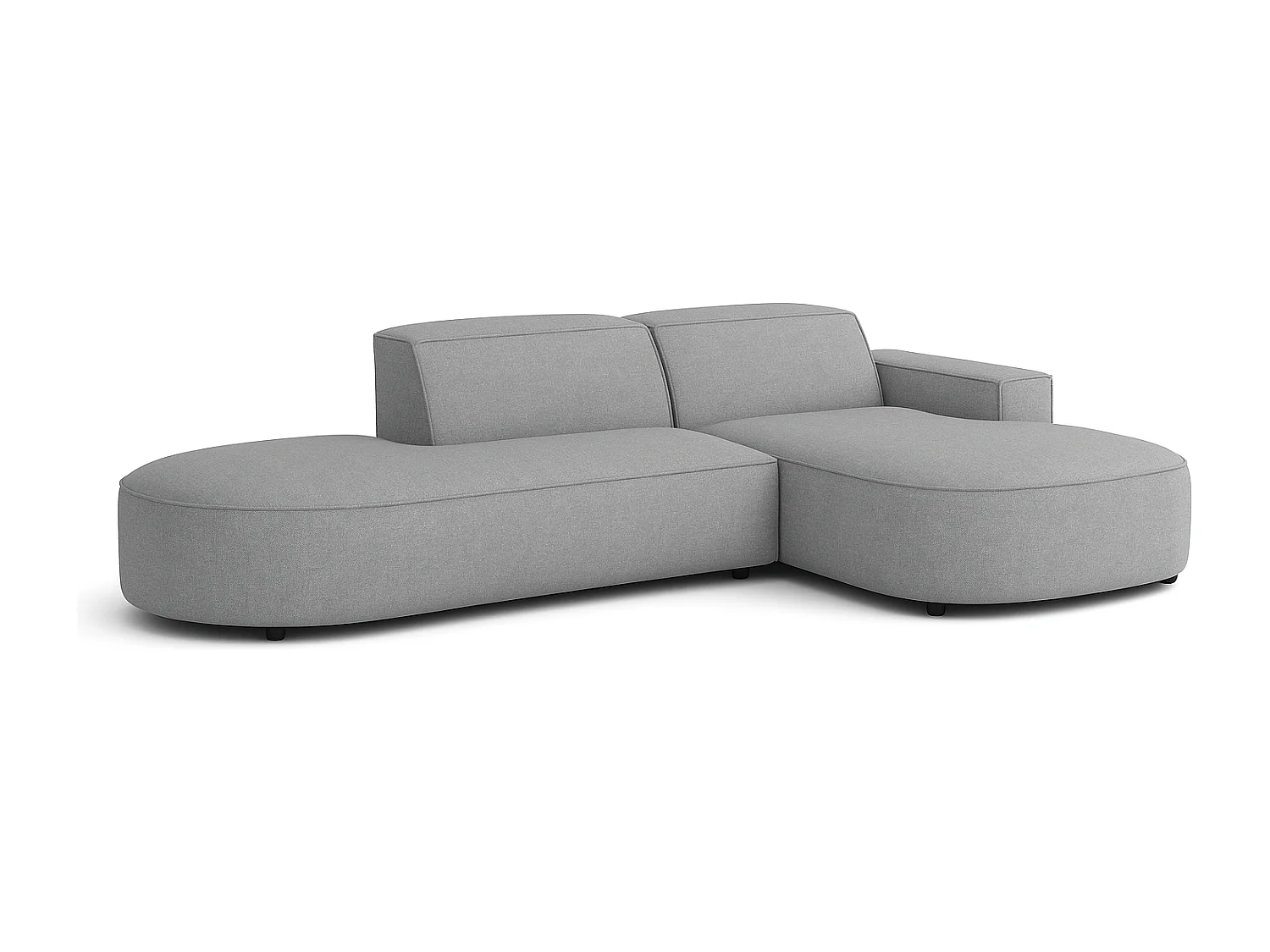 Canapé d’angle modulable  CURSAL G –  angle droit, 284×166×70 cm, gris Raven 7 méridiennes arrondies, autoportant