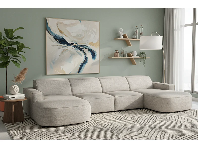 Narożnik modułowy Cursal E – sofa narożna 364 x 166 cm, jasno szary Raven 6 , nowoczesny design
