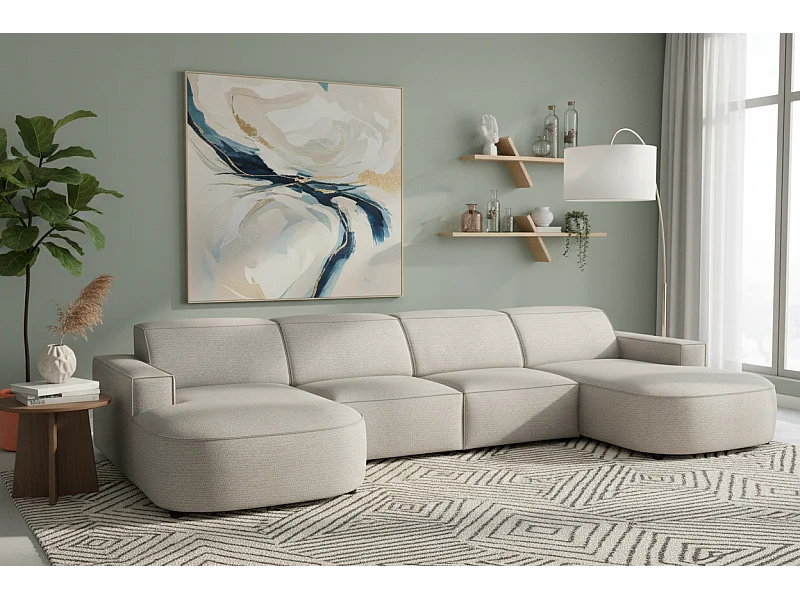 Narożnik modułowy Cursal E – sofa narożna 364 x 166 cm, jasno szary Raven 6 , nowoczesny design