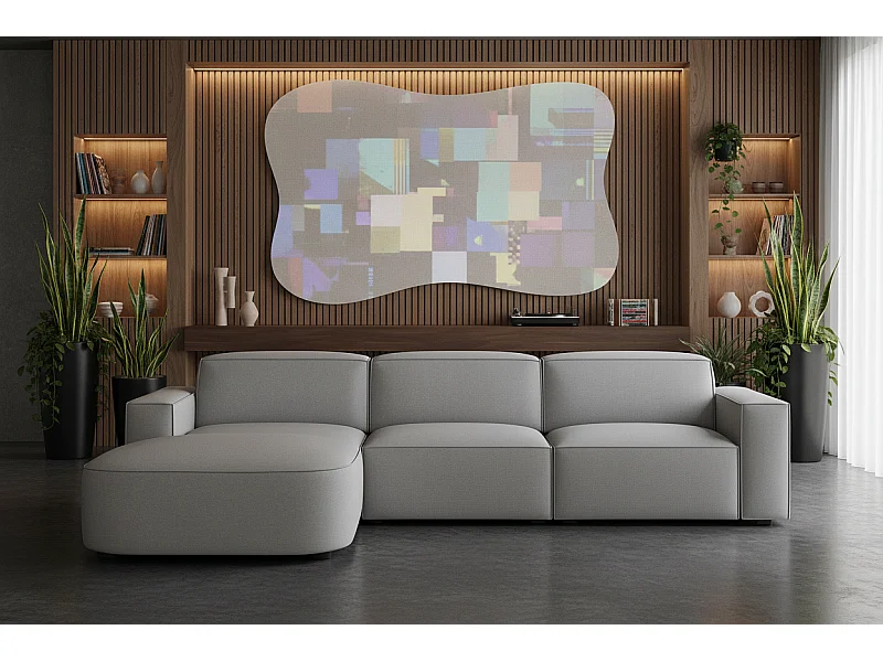 Modulares Ecksofa Cursal B links – 282 × 166 cm, grau Raven 7, modernes Design