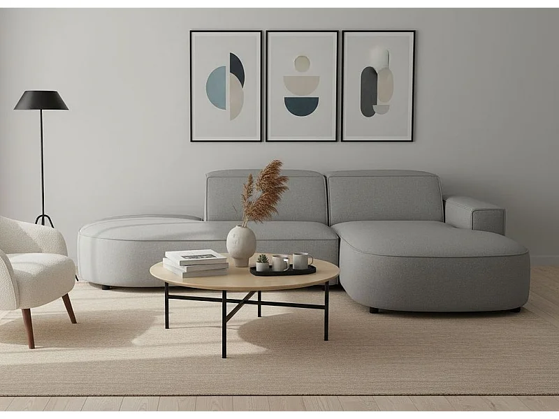 Modulaire hoekbank CURSAL G – chaise longue links, 284×166×70 cm,  grijs Raven 7,  afgeronde chaiselongues, vrijstaand