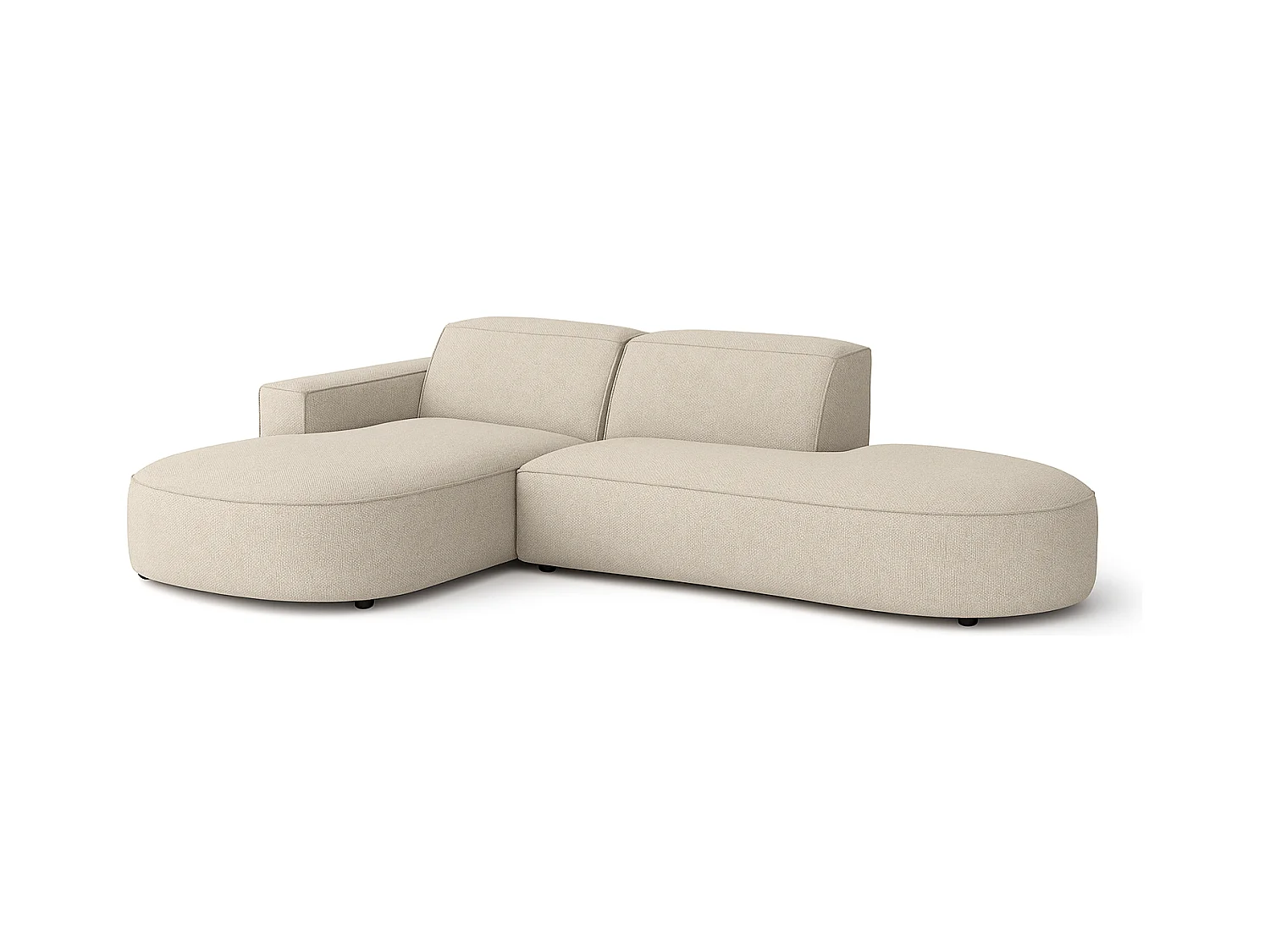 Canapé d’angle modulable  CURSAL G – angle gauche, 284×166×70 cm, crème Raven 24 méridiennes arrondies, autoportant