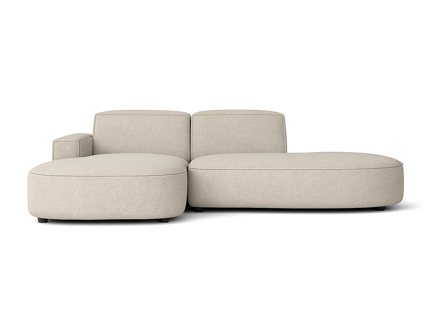 Canapé d’angle modulable  CURSAL G – angle gauche, 284×166×70 cm, crème Raven 24 méridiennes arrondies, autoportant