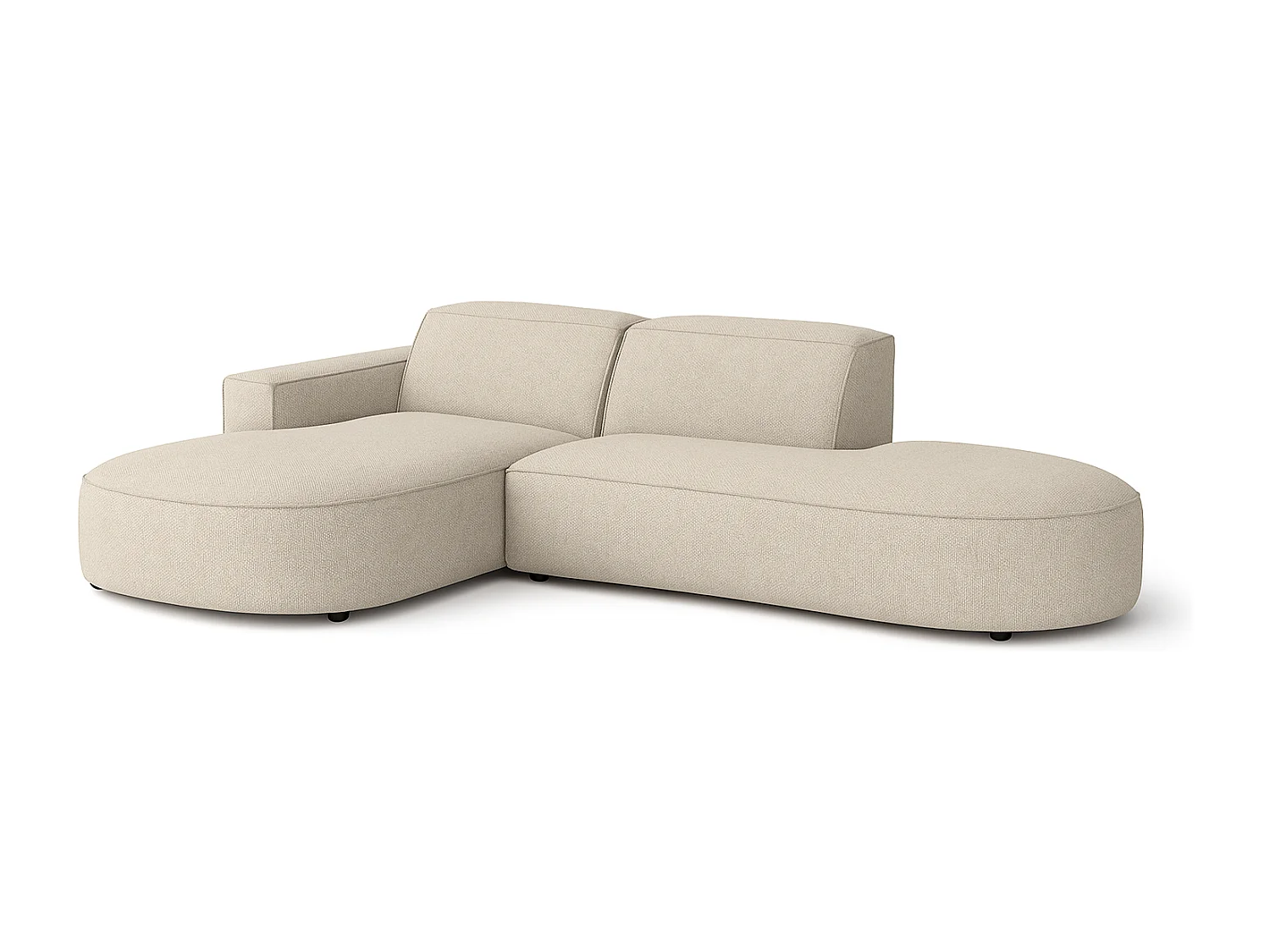 Canapé d’angle modulable  CURSAL G – angle gauche, 284×166×70 cm, crème Raven 24 méridiennes arrondies, autoportant