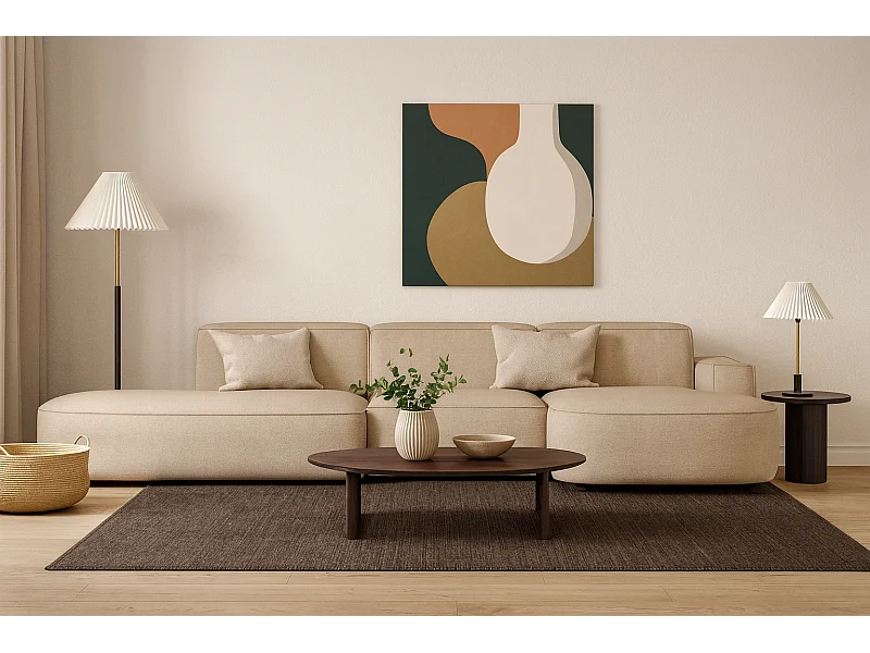 Modulares Ecksofa CURSAL F – Chaiselongue rechts, 364×166×70 cm, beige Raven 30,  freistehend