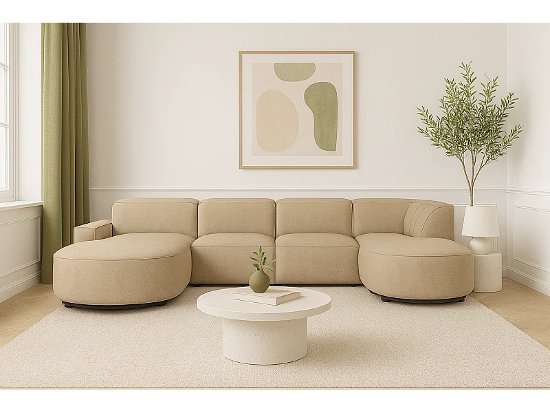 Modulaire hoekbank CURSAL H – links,  hellbraun Raven 34, 364×166/284×70 cm