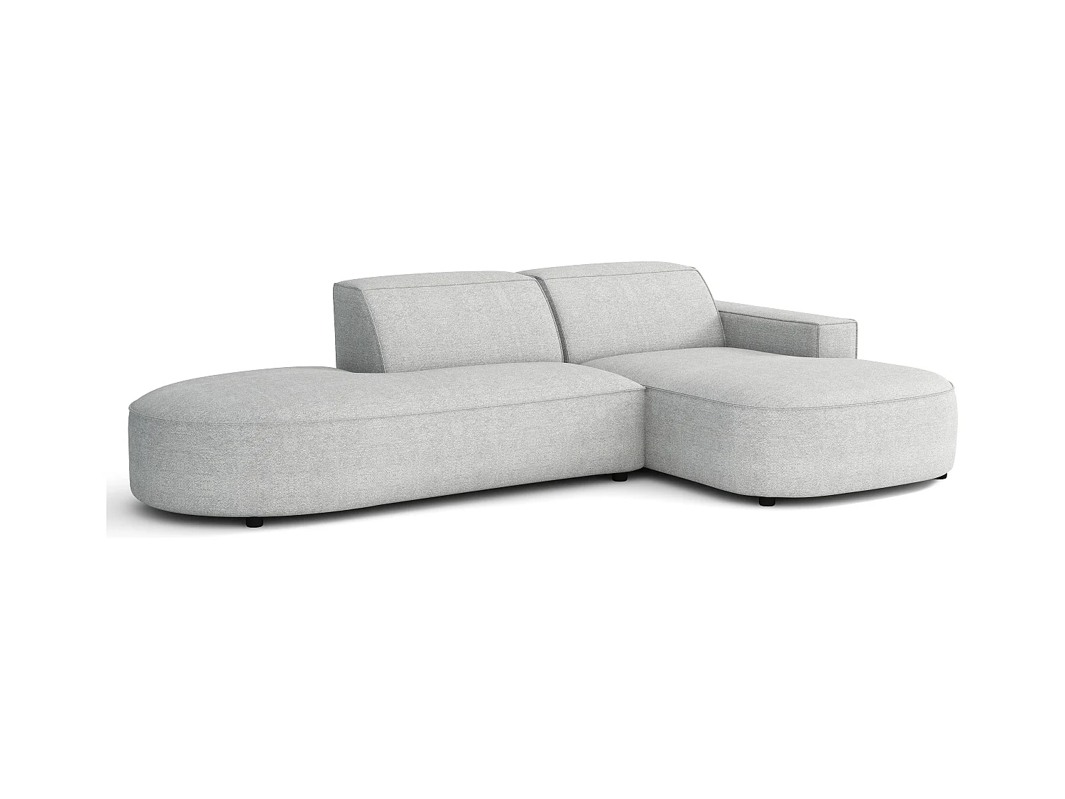 Canapé d’angle modulable  CURSAL G –  angle droit, 284×166×70 cm, gris clair Raven 6 méridiennes arrondies, autoportant