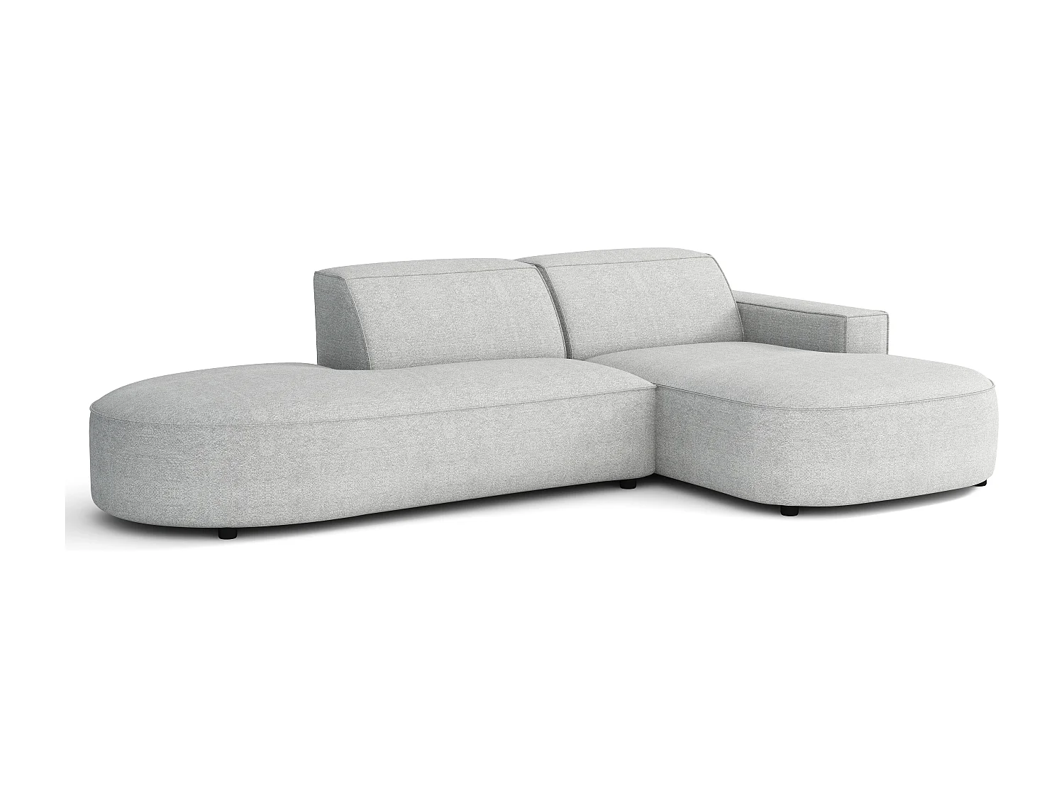 Canapé d’angle modulable  CURSAL G –  angle droit, 284×166×70 cm, gris clair Raven 6 méridiennes arrondies, autoportant