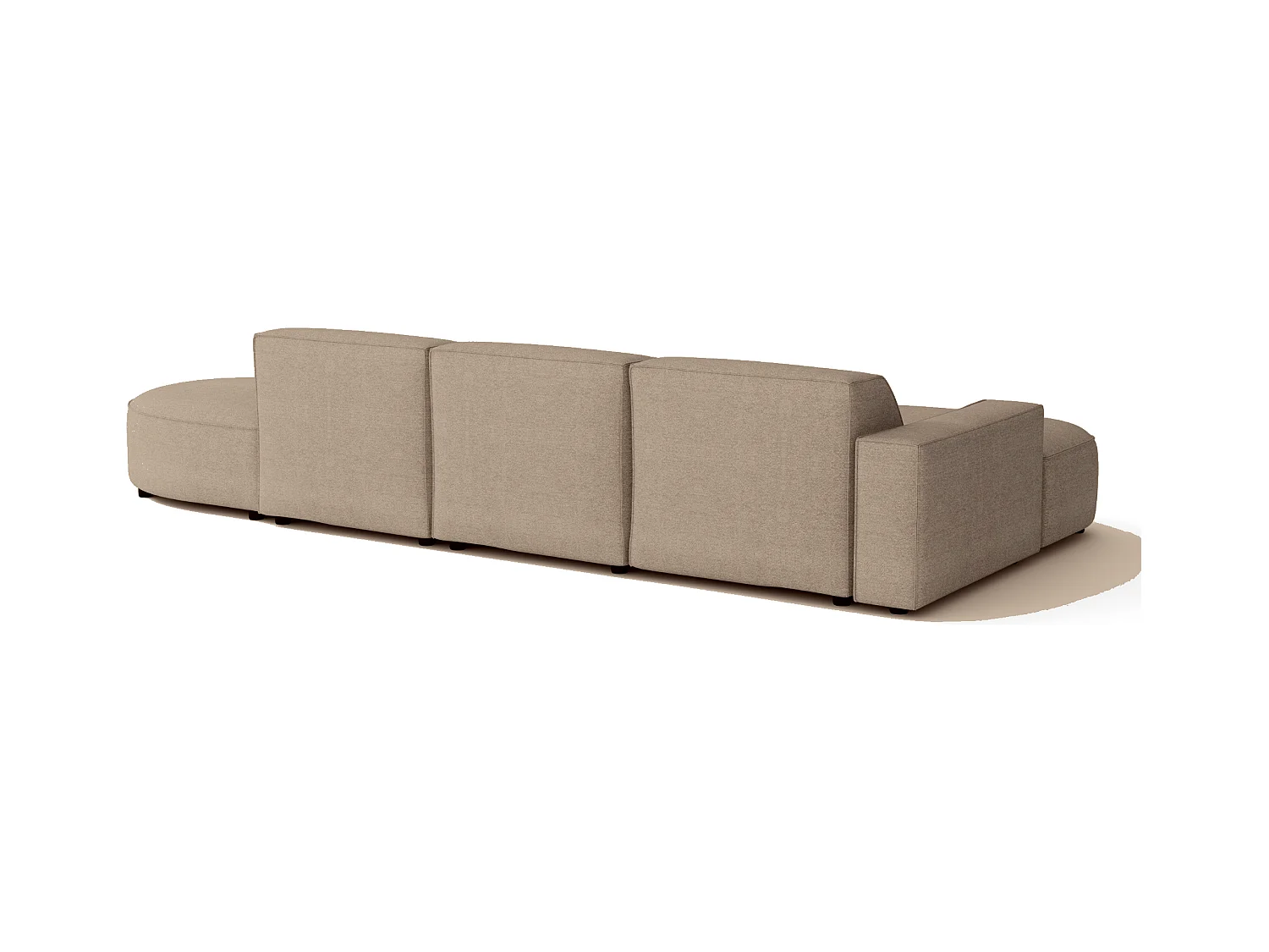 Canapé d’angle modulable CURSAL F – angle gauche, 364×166×70 cm, beige Raven 30, méridiennes arrondies, autoportant