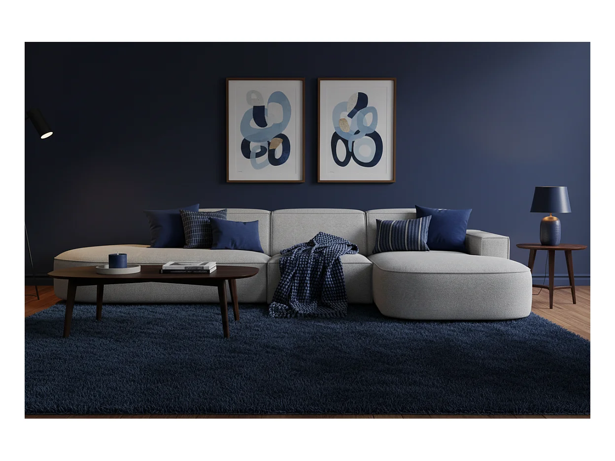 Canapé d’angle modulable CURSAL F – angle droit,, 364×166×70 cm, gris Raven 7, méridiennes arrondies, autoportant