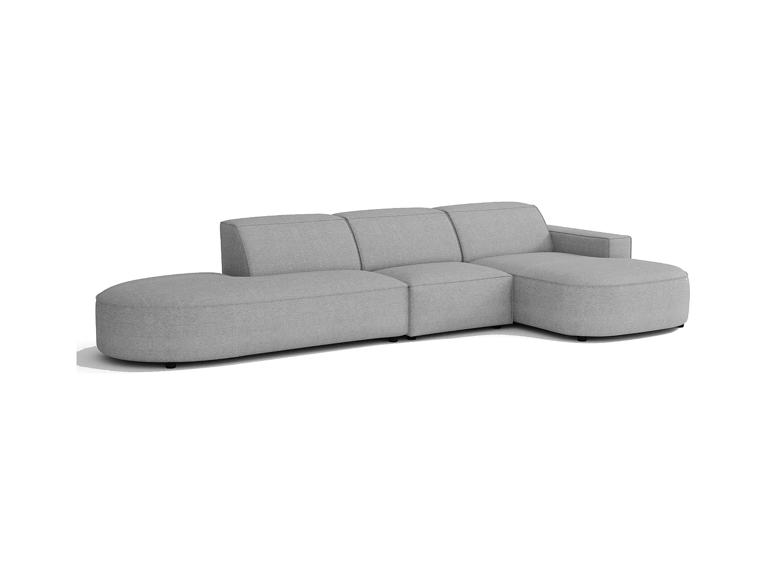 Canapé d’angle modulable CURSAL F – angle droit,, 364×166×70 cm, gris Raven 7, méridiennes arrondies, autoportant