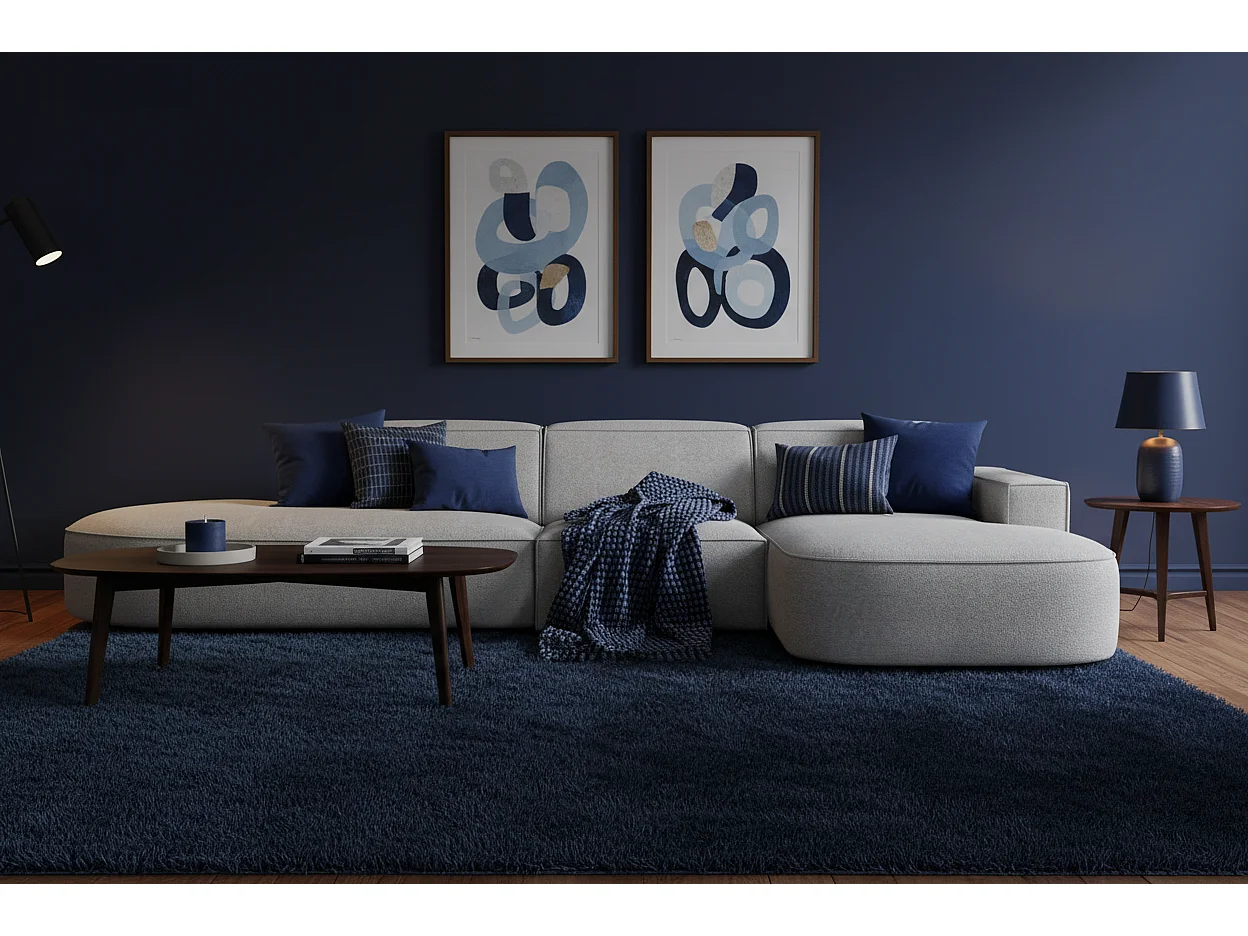 Canapé d’angle modulable CURSAL F – angle droit,, 364×166×70 cm, gris Raven 7, méridiennes arrondies, autoportant