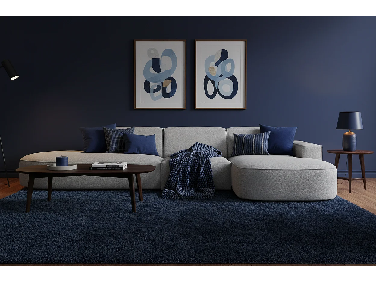 Canapé d’angle modulable CURSAL F – angle droit,, 364×166×70 cm, gris Raven 7, méridiennes arrondies, autoportant