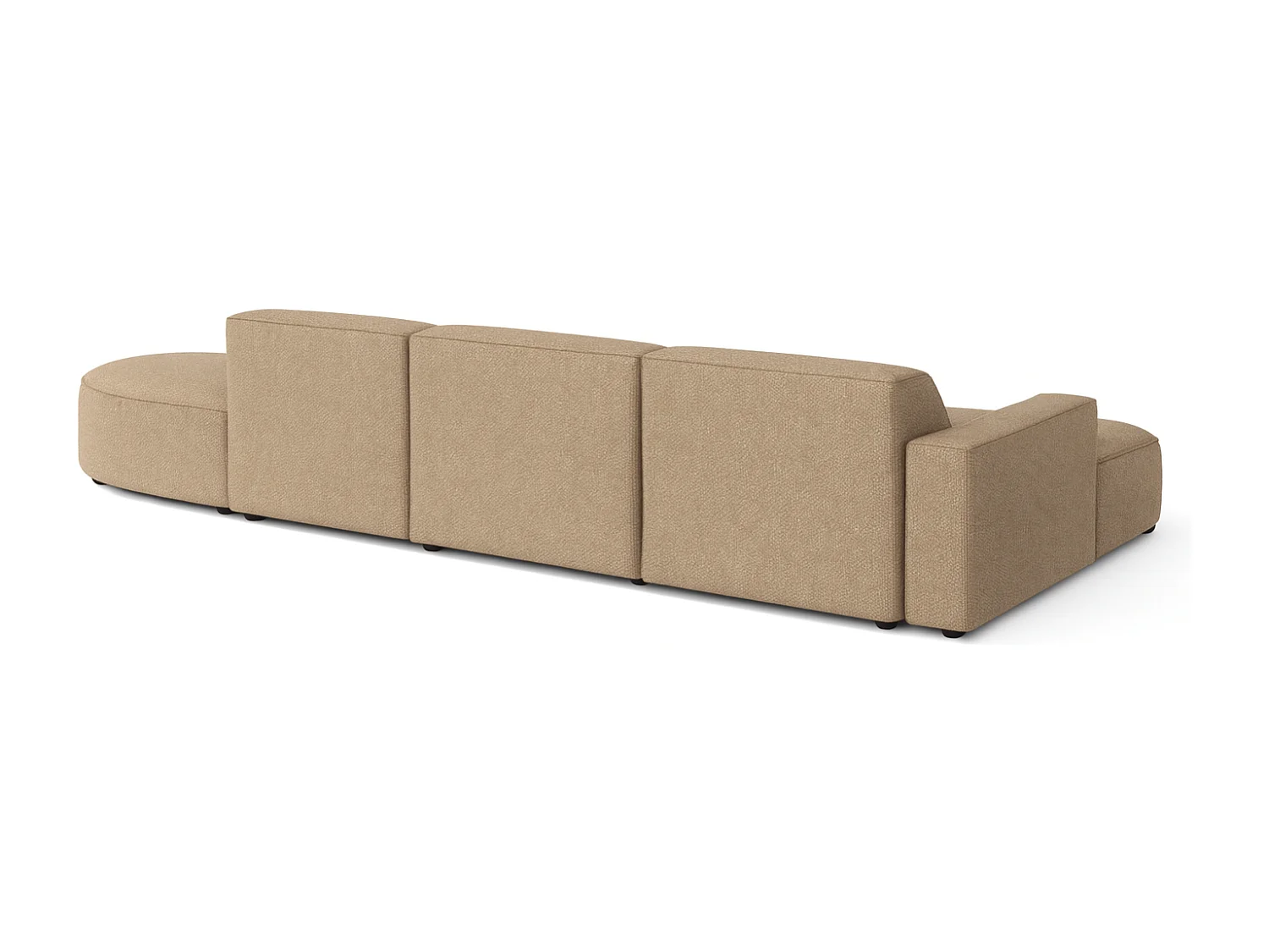 Canapé d’angle modulable CURSAL F – angle gauche, 364×166×70 cm, marron clair Raven 34, méridiennes arrondies, autoportant