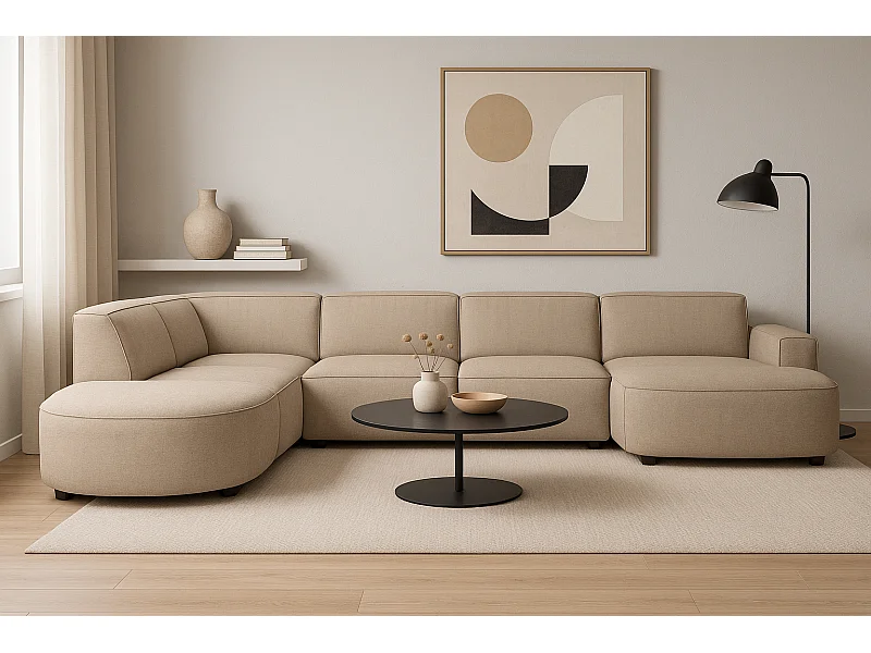 Modulaire hoekbank CURSAL H – rechts,  beige Raven 30, 364×166/284×70 cm