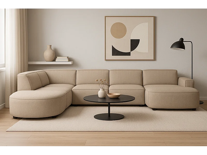 Modulaire hoekbank CURSAL H – rechts,  beige Raven 30, 364×166/284×70 cm