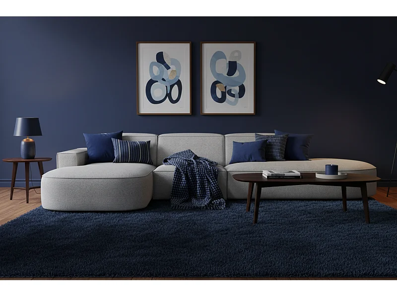 Modulaire hoekbank CURSAL F– chaise longue links, 364×166×70 cm, grijs Raven 7, vrijstaand