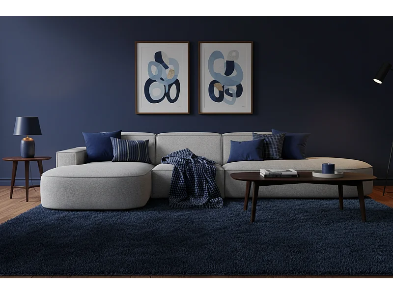 Modulaire hoekbank CURSAL F– chaise longue links, 364×166×70 cm, grijs Raven 7, vrijstaand